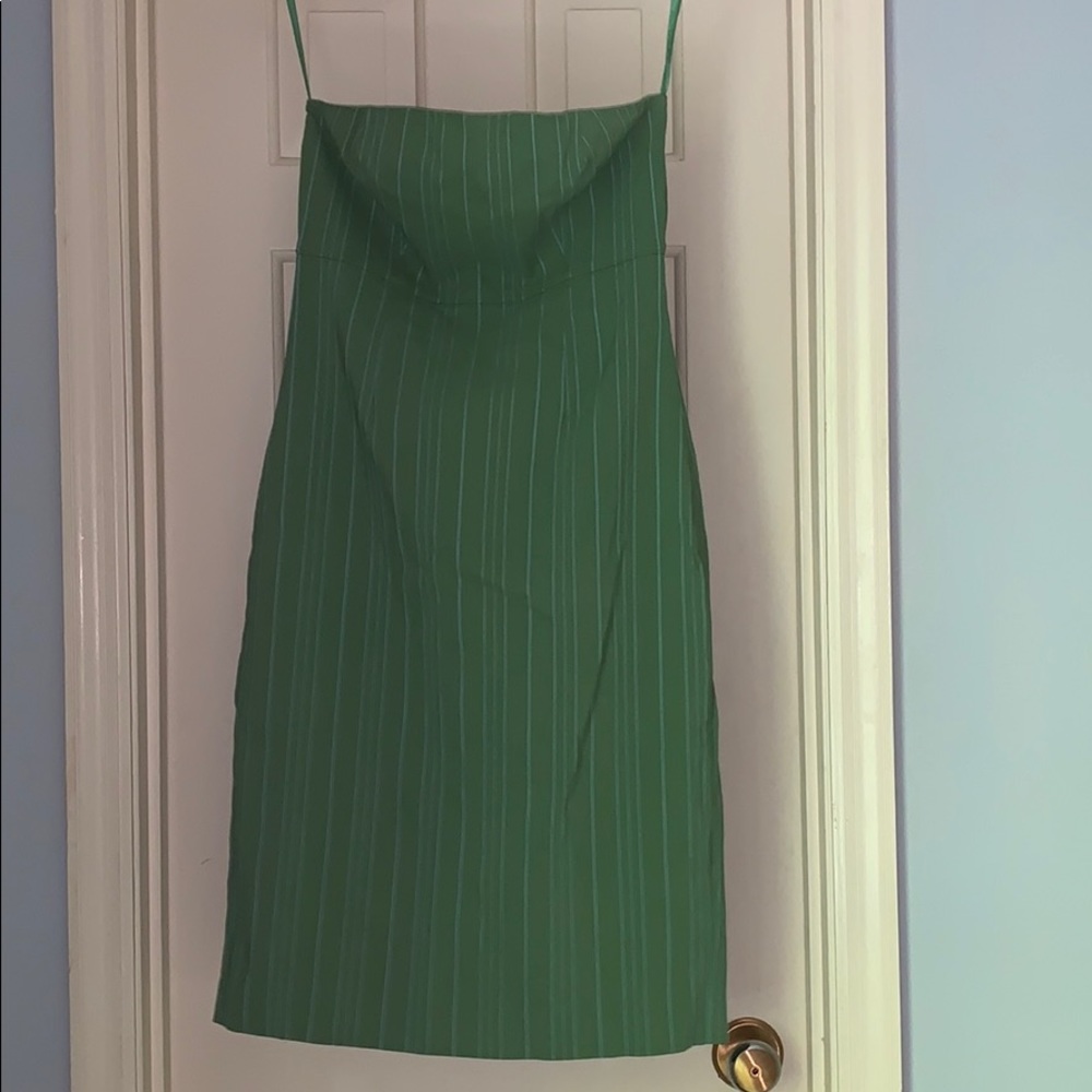 Green and blue strapless dress!!